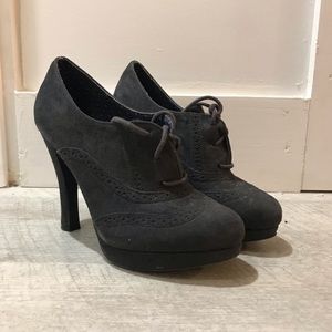 Grey Suede Platform Heels